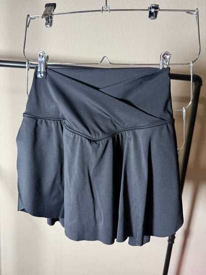 (Size S) Cross Front Black Skirt - Halara