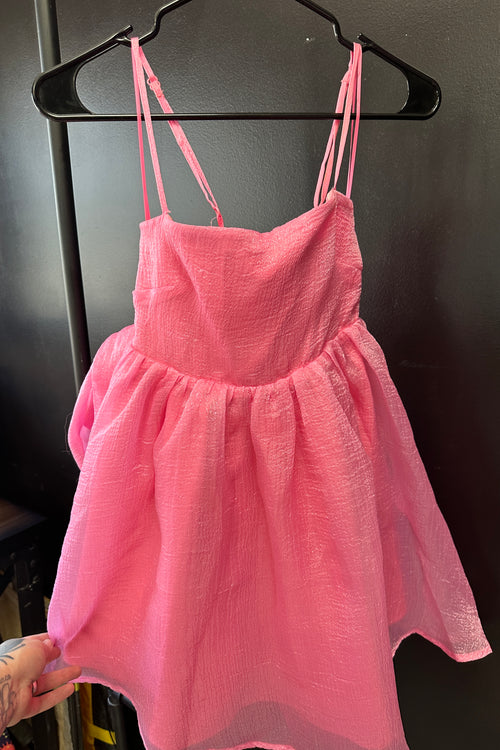 Pink Bow Back Babydoll Dress - Size Medium