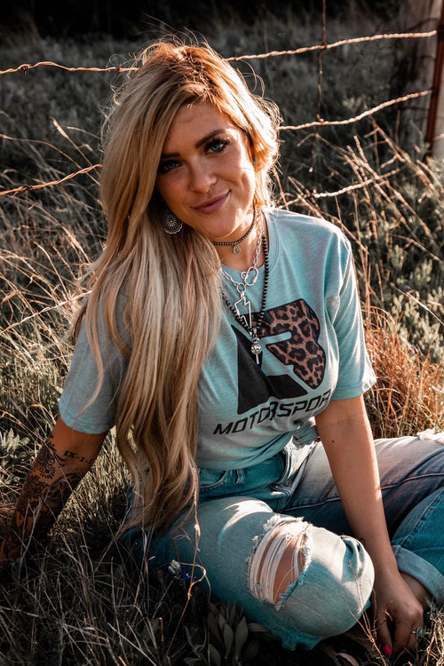 Blue Leopard Tee (Size Medium)