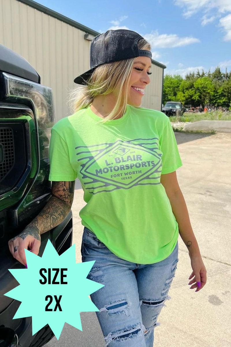 Neon Green Diamond Logo Tee (Size 2x)