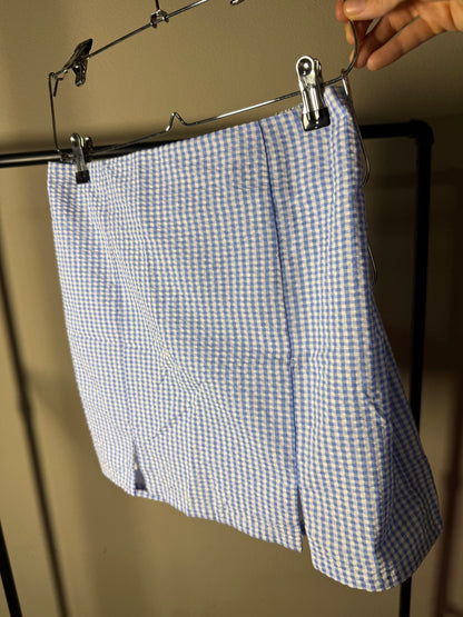 (Size S) Blue & White Gingham Skirt