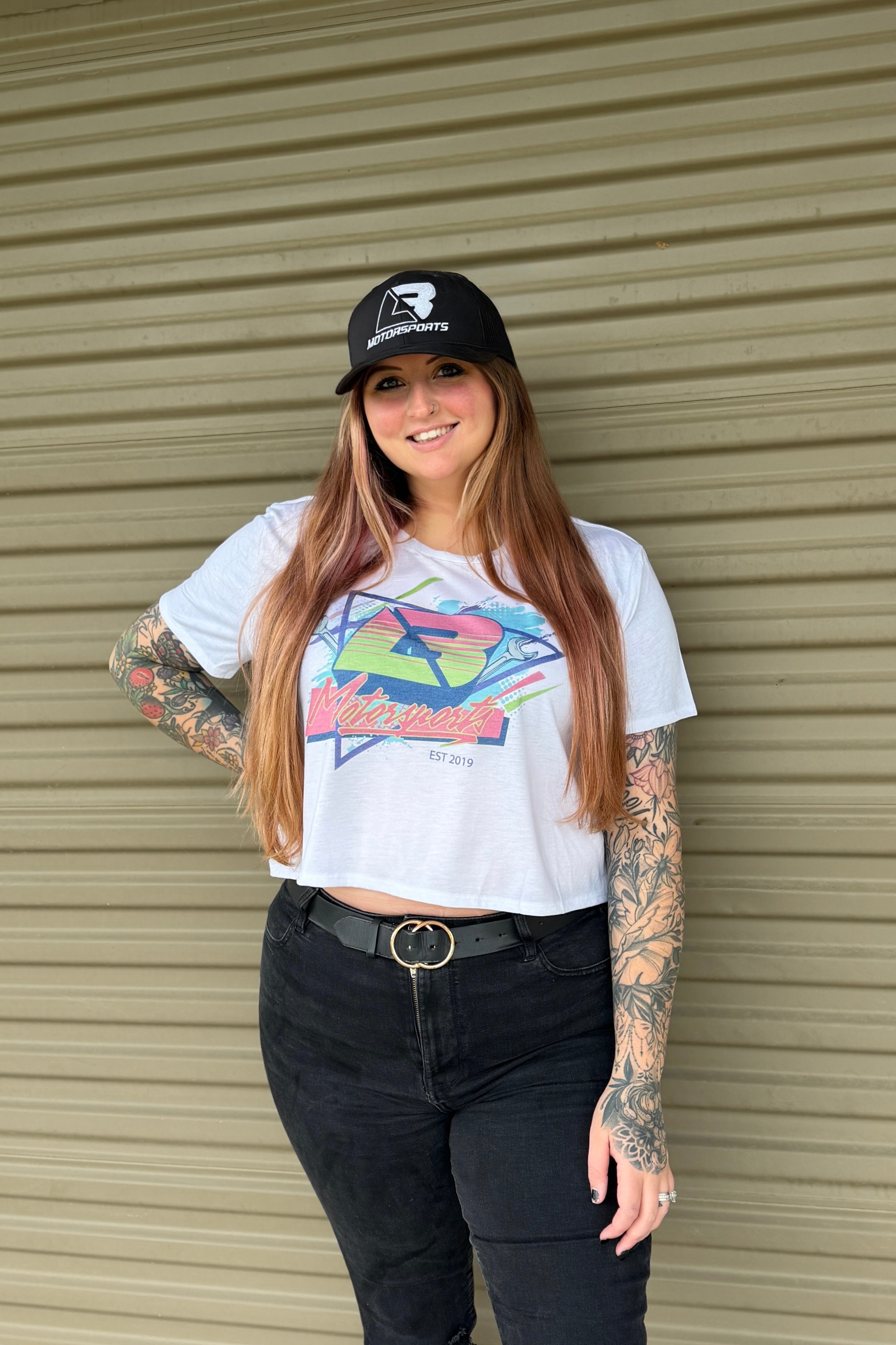 White 90s Era LB Crop Top