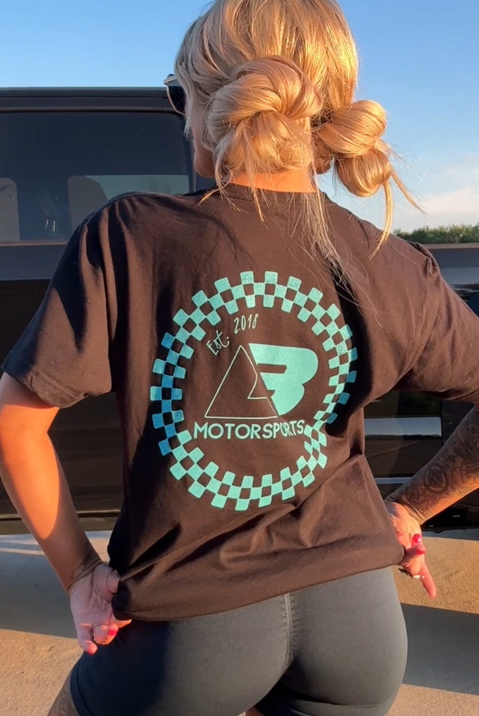 Black & Teal Checker Circle Tee