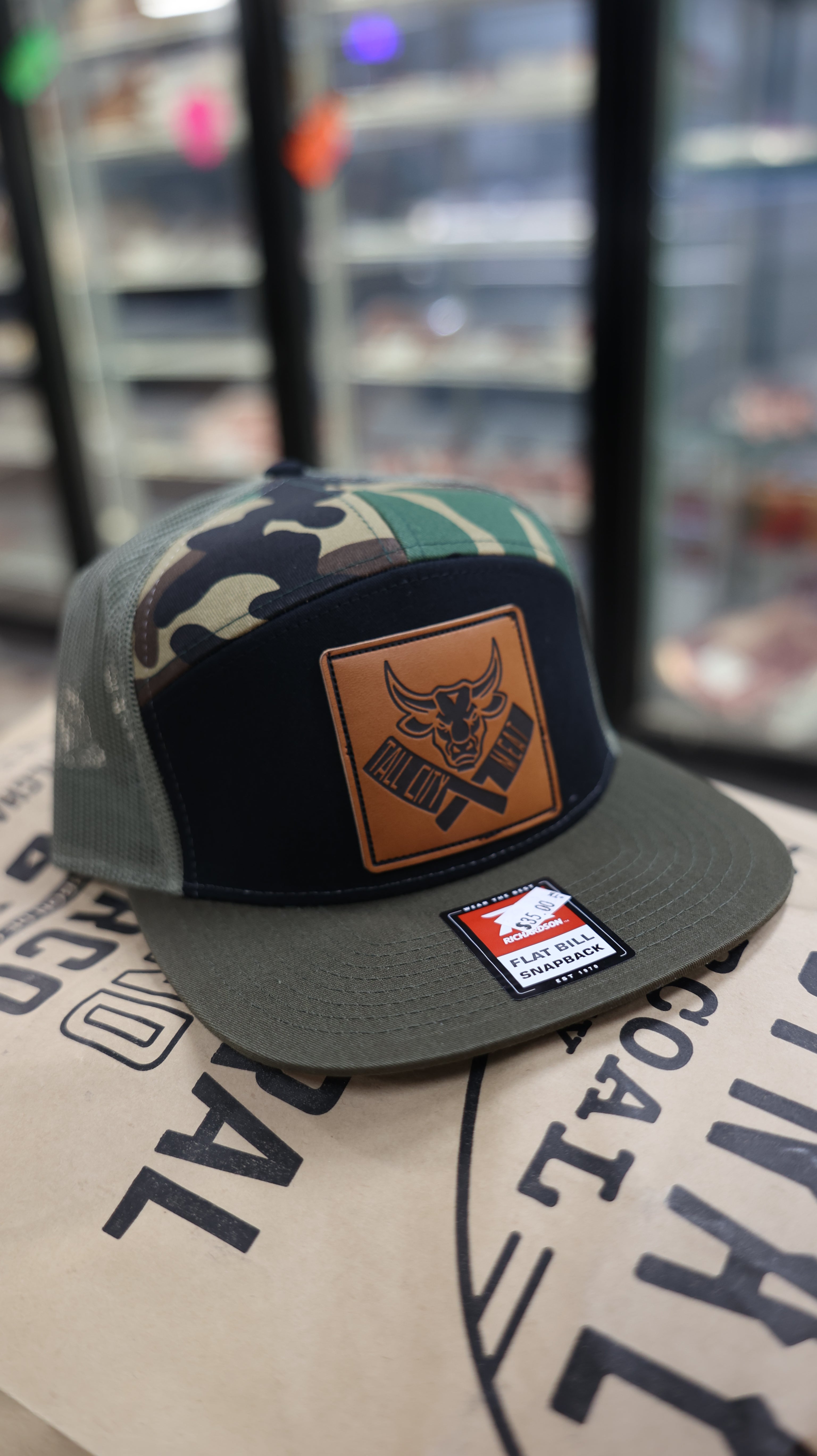 Black & Green Camo Tall City Flatbill