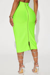 Neon Green Zipper Midi Skirt - Size Small (NWT)