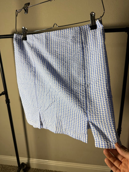 (Size S) Blue & White Gingham Skirt