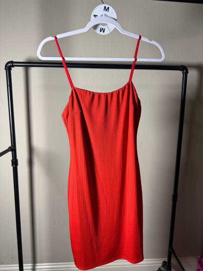 (Size M) Red Ribbed Dress