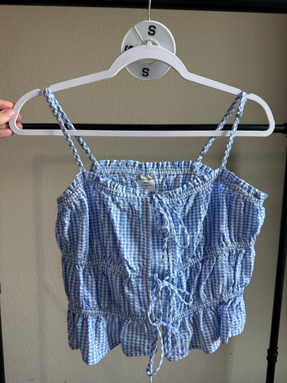(Size S) Blue & White Gingham Top