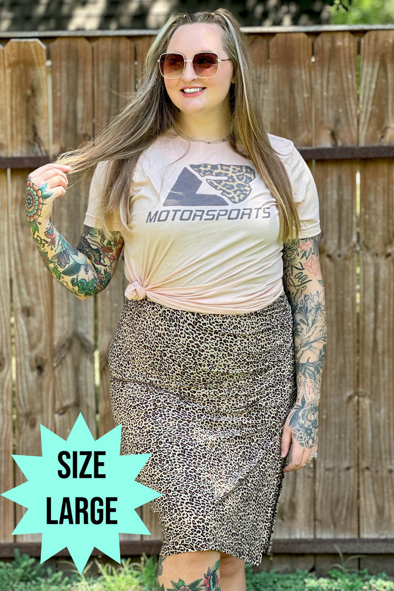 Peach Leopard Logo Tee (Size Large)