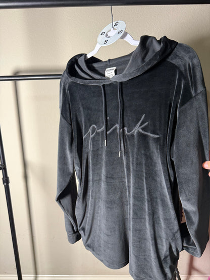(Size S) PINK Velvet Black Hoodie