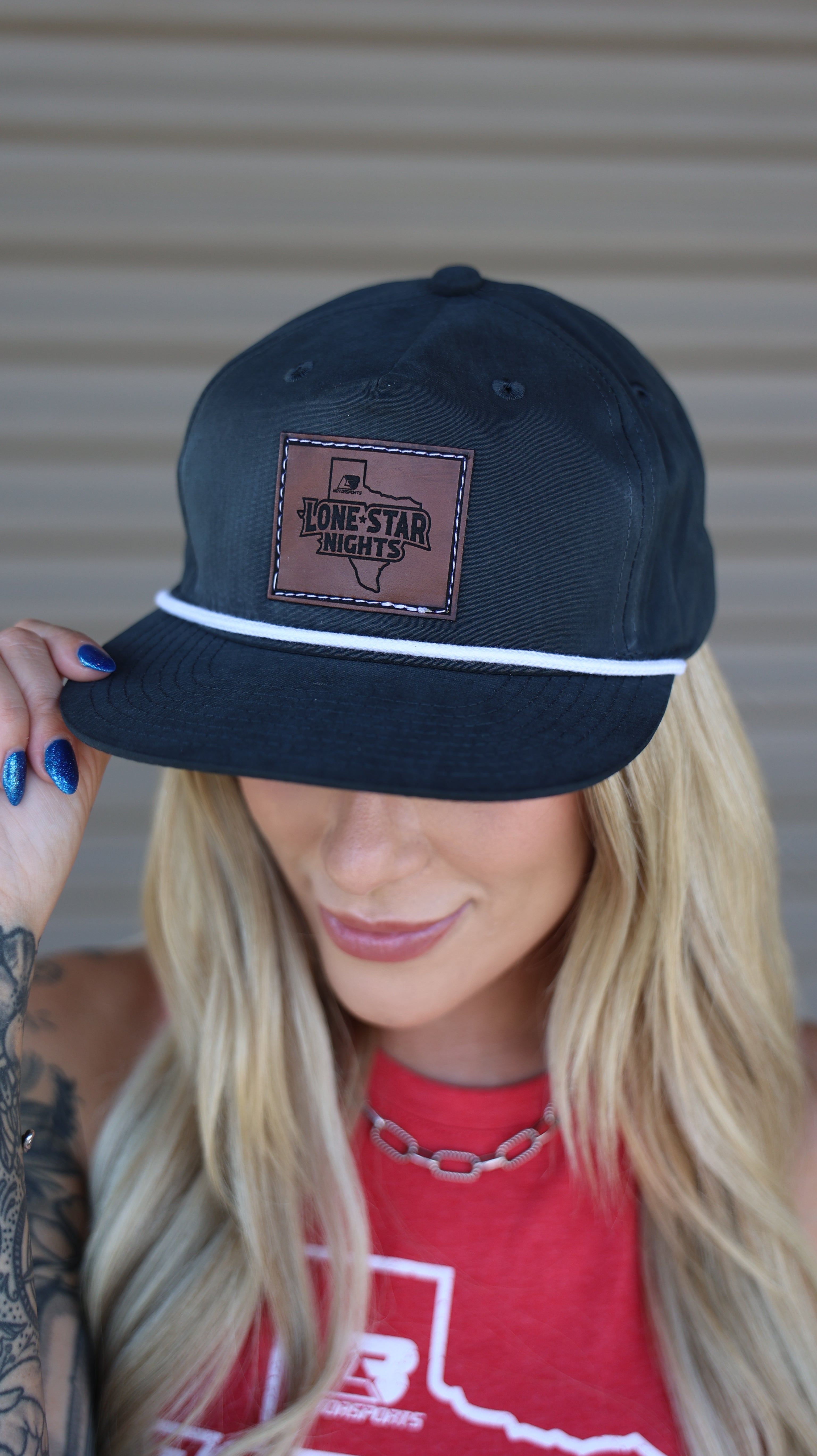 Charcoal Grey Lone Star Nights Leather Patch Hat