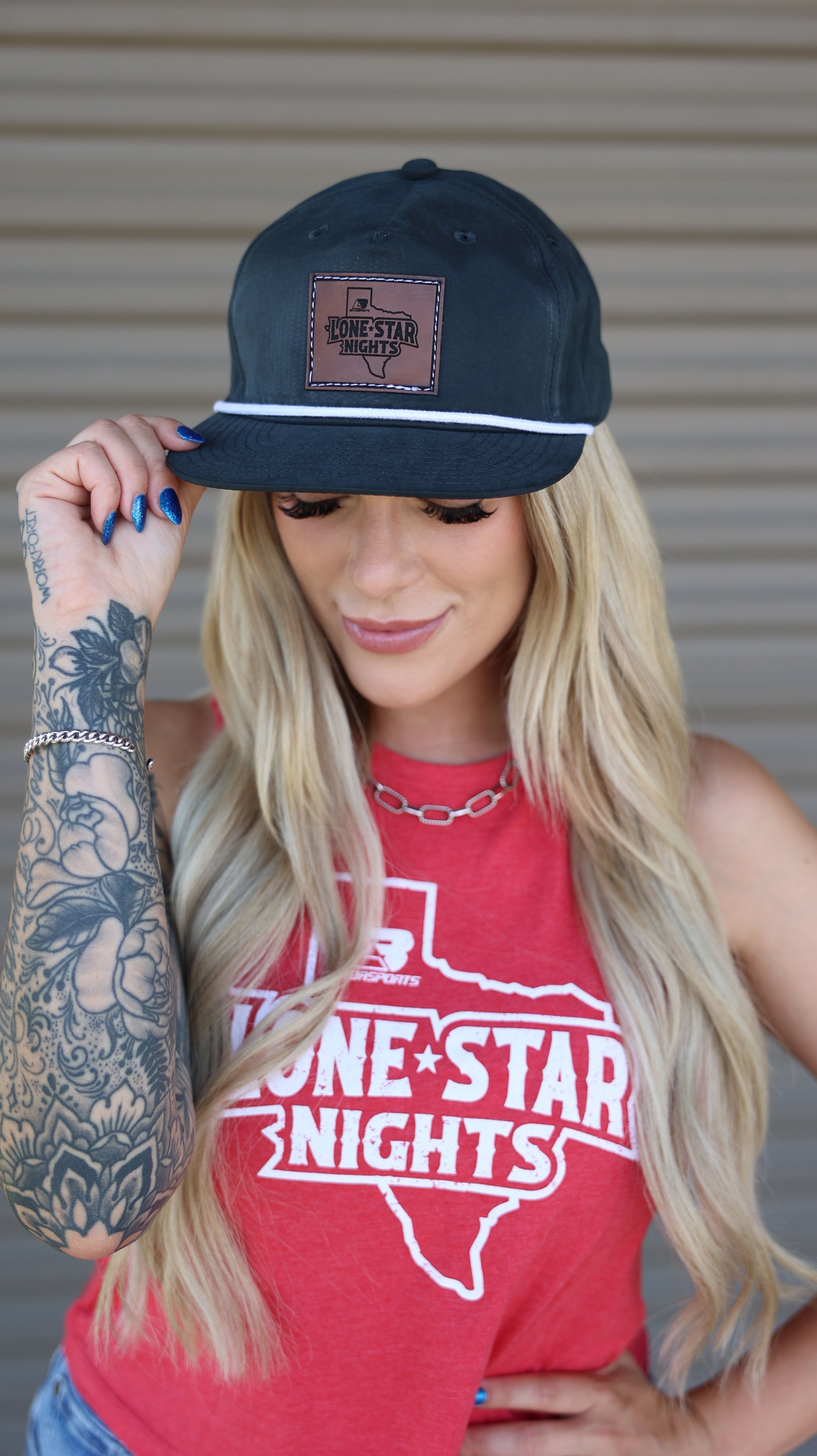 Charcoal Grey Lone Star Nights Leather Patch Hat