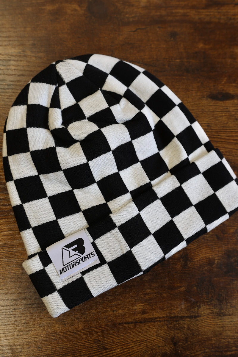Black & White Checker Print Beanie