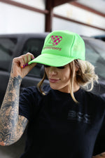 Neon Green & Pink Foam Trucker Hat