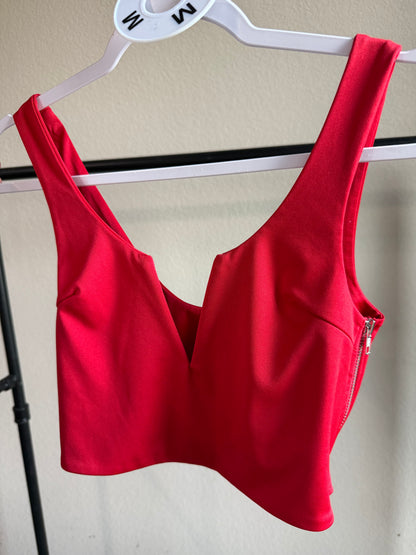 (Size M) Red V Cut Top
