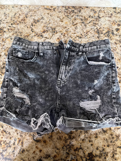 (Size 28) Washed Black Mom Shorts