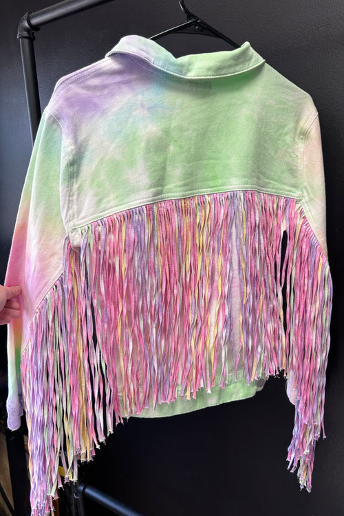 Oringal price $120 - Fringe Tie Dye Jean Jacket - Size Small