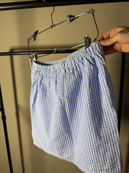 (Size S) Blue & White Gingham Skirt
