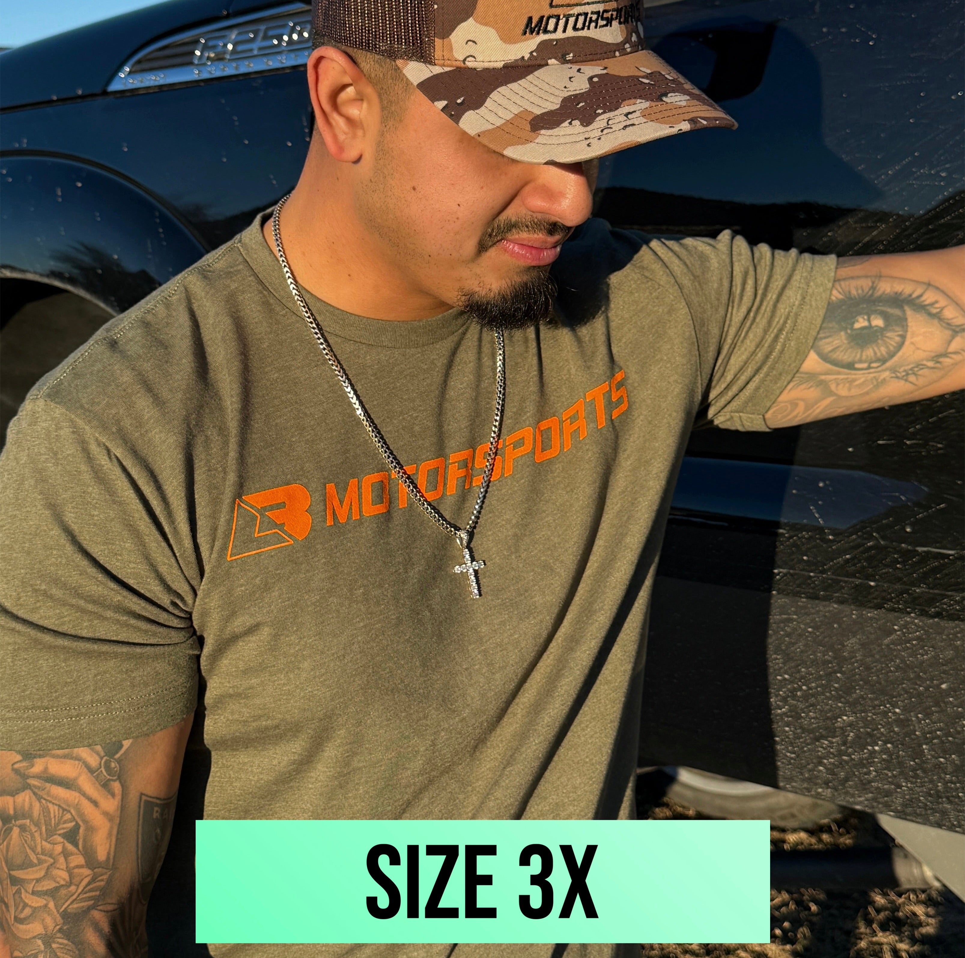 Olive Green & Orange Logo Tee (Size 3x)