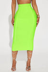 Neon Green Zipper Midi Skirt - Size Small (NWT)
