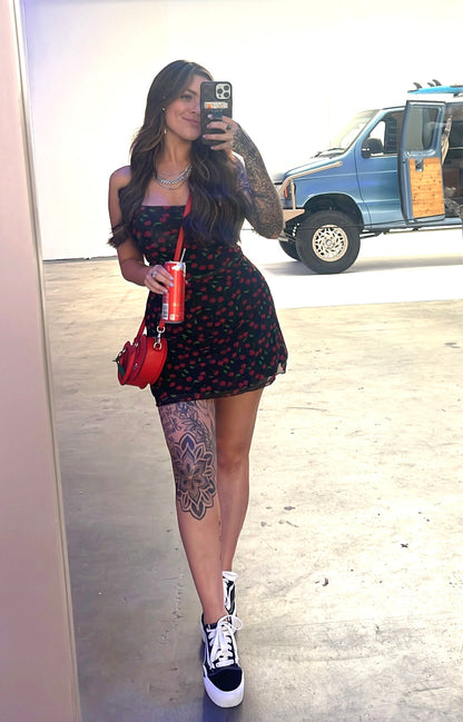 (Size S) Cherry Dress with Straps from ASOS