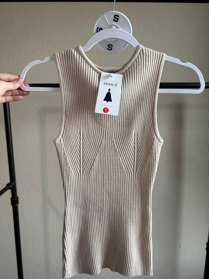 (Size S) Tan Ribbed Tank Top