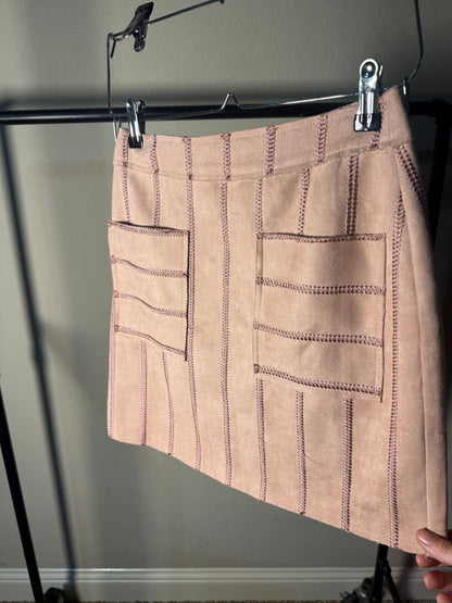 (Size S) Mauve Suede Skirt