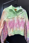 Oringal price $120 - Fringe Tie Dye Jean Jacket - Size Small