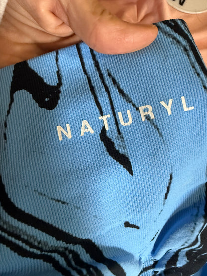 (Size S) Naturyl Blue & Black Marble Leggings