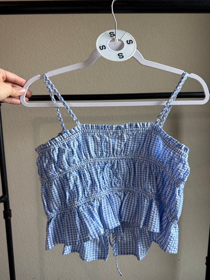 (Size S) Blue & White Gingham Top