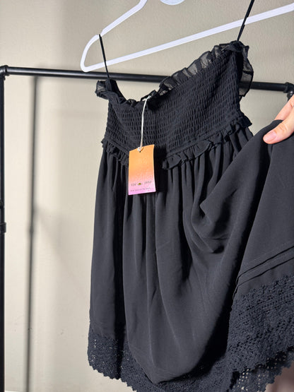 (Size S) Strapless Black Dress