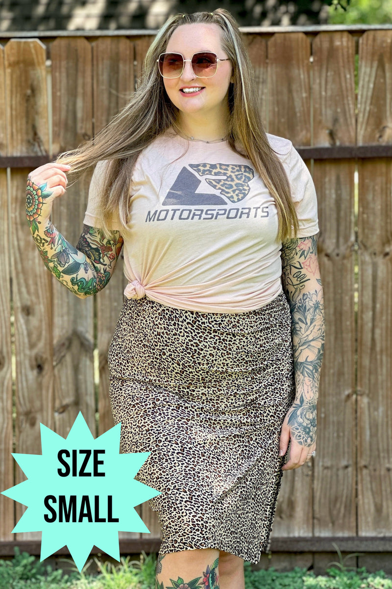 Peach Leopard Logo Tee (Size Small)