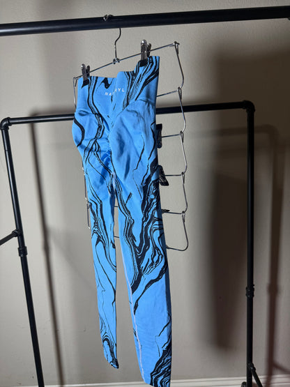 (Size S) Naturyl Blue & Black Marble Leggings