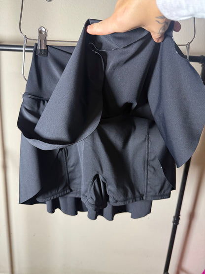 (Size S) Cross Front Black Skirt - Halara