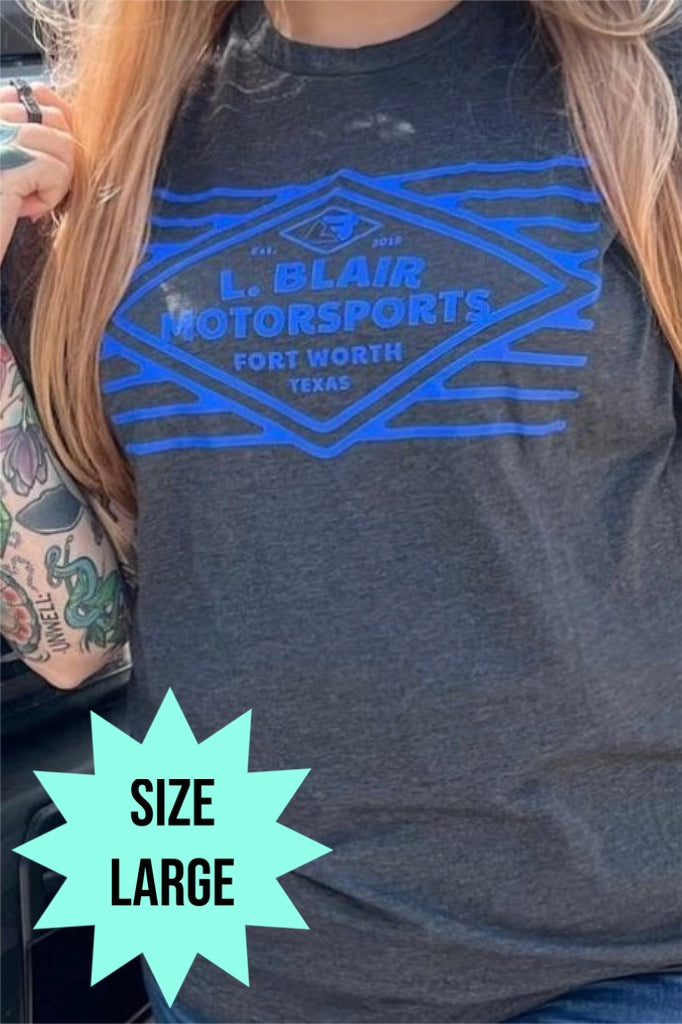 Charcoal Grey & Blue Diamond Tee (Size Large)