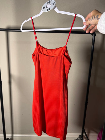 (Size M) Red Ribbed Dress