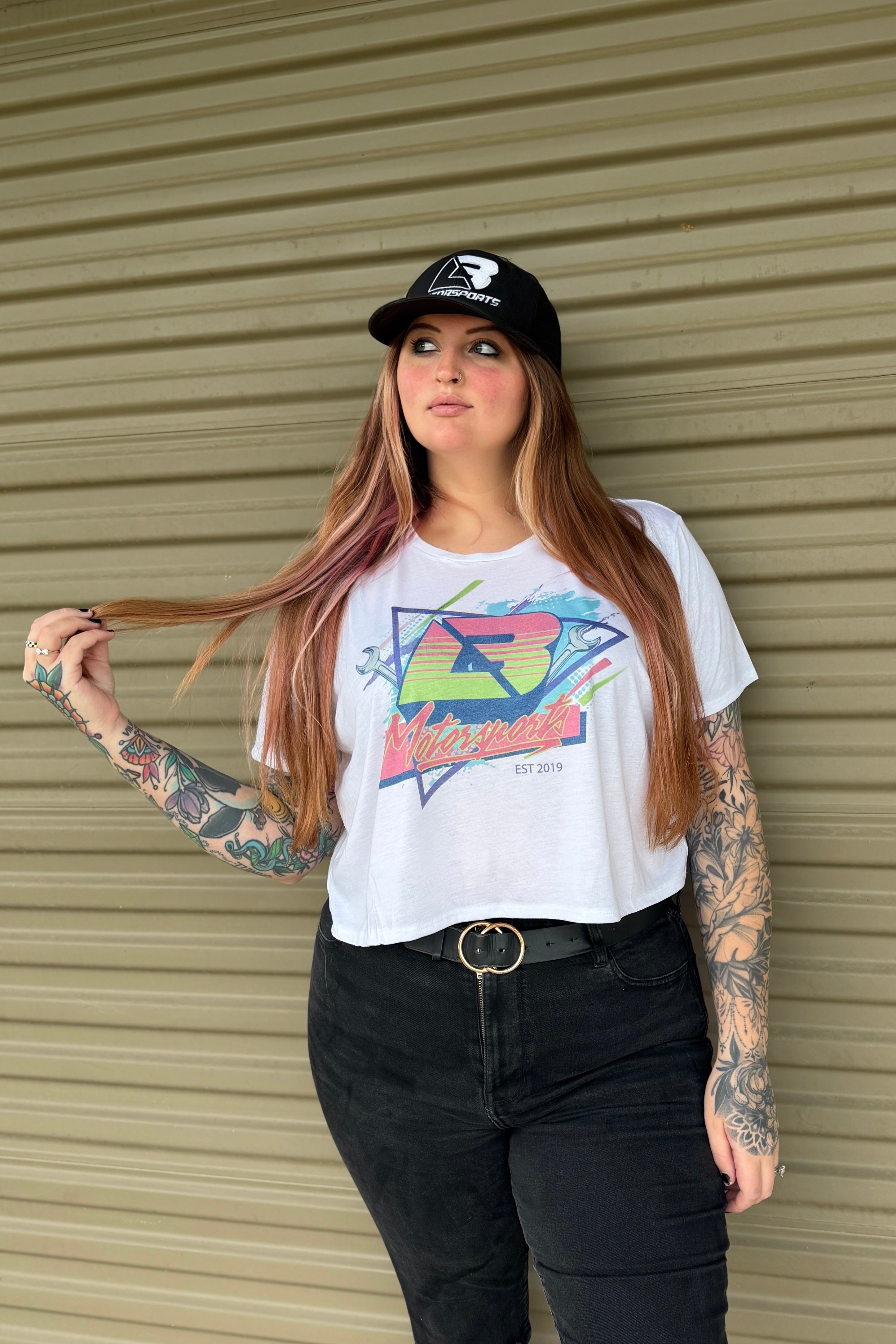 White 90s Era LB Crop Top