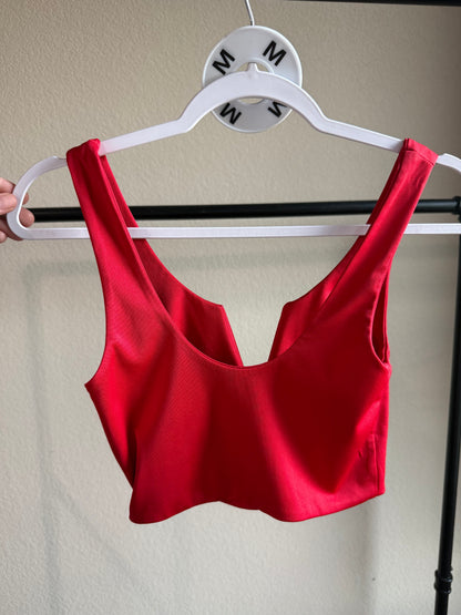 (Size M) Red V Cut Top