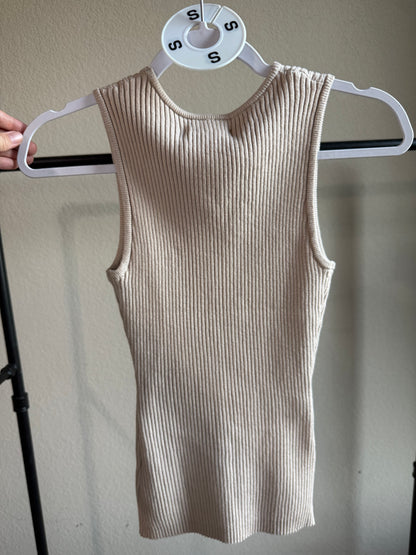 (Size S) Tan Ribbed Tank Top
