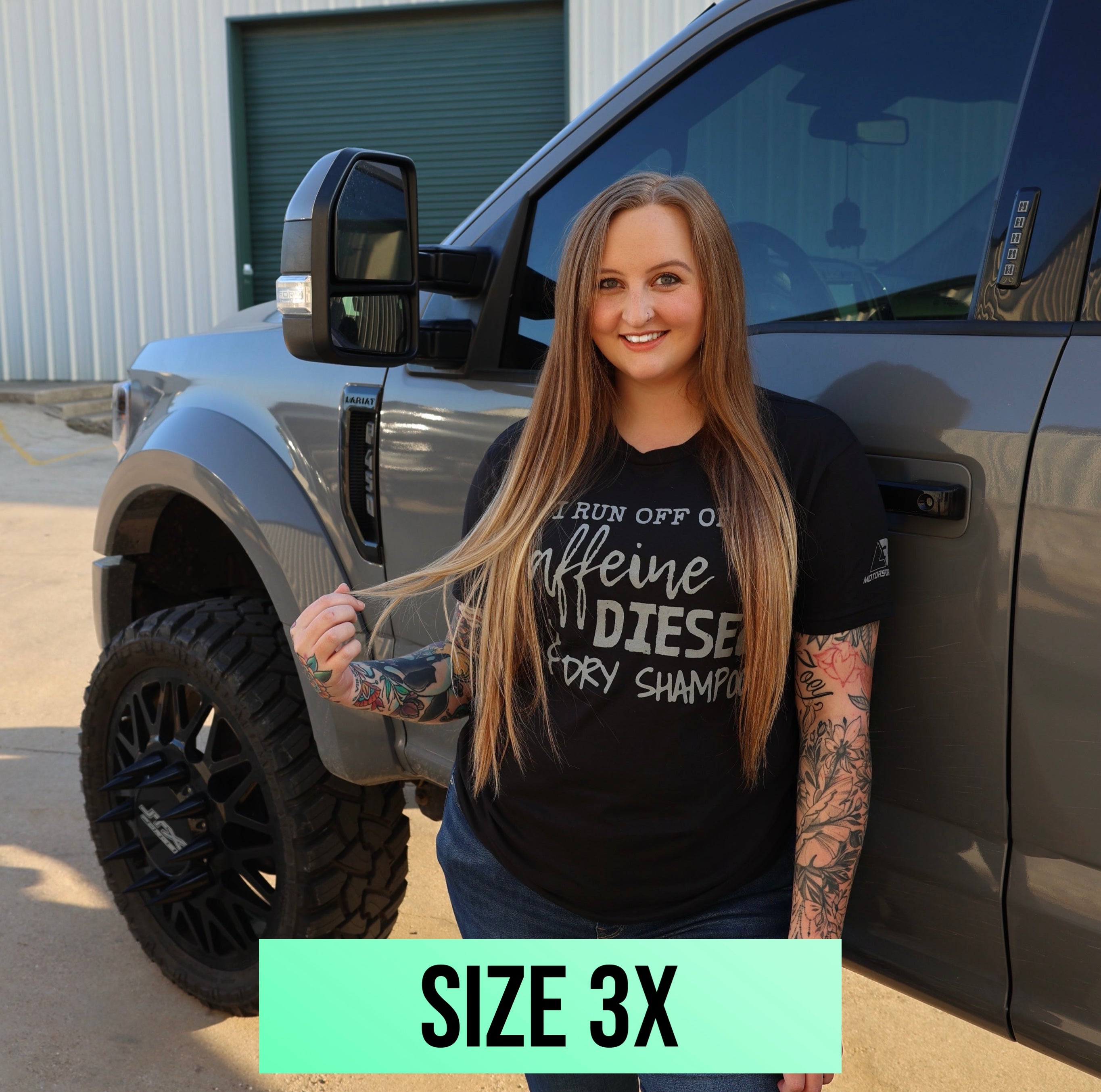 “Caffeine, Diesel & Dry Shampoo” Tee (Size 3x)