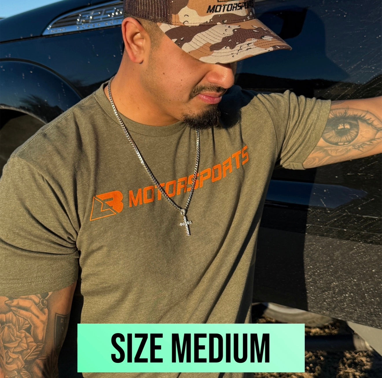 Olive Green & Orange Logo Tee (Size Medium)