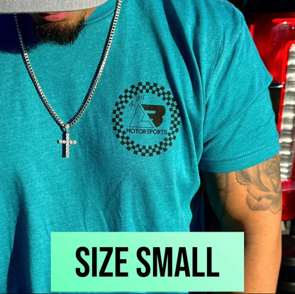 Teal Checkered Circle Tee (Size Small)