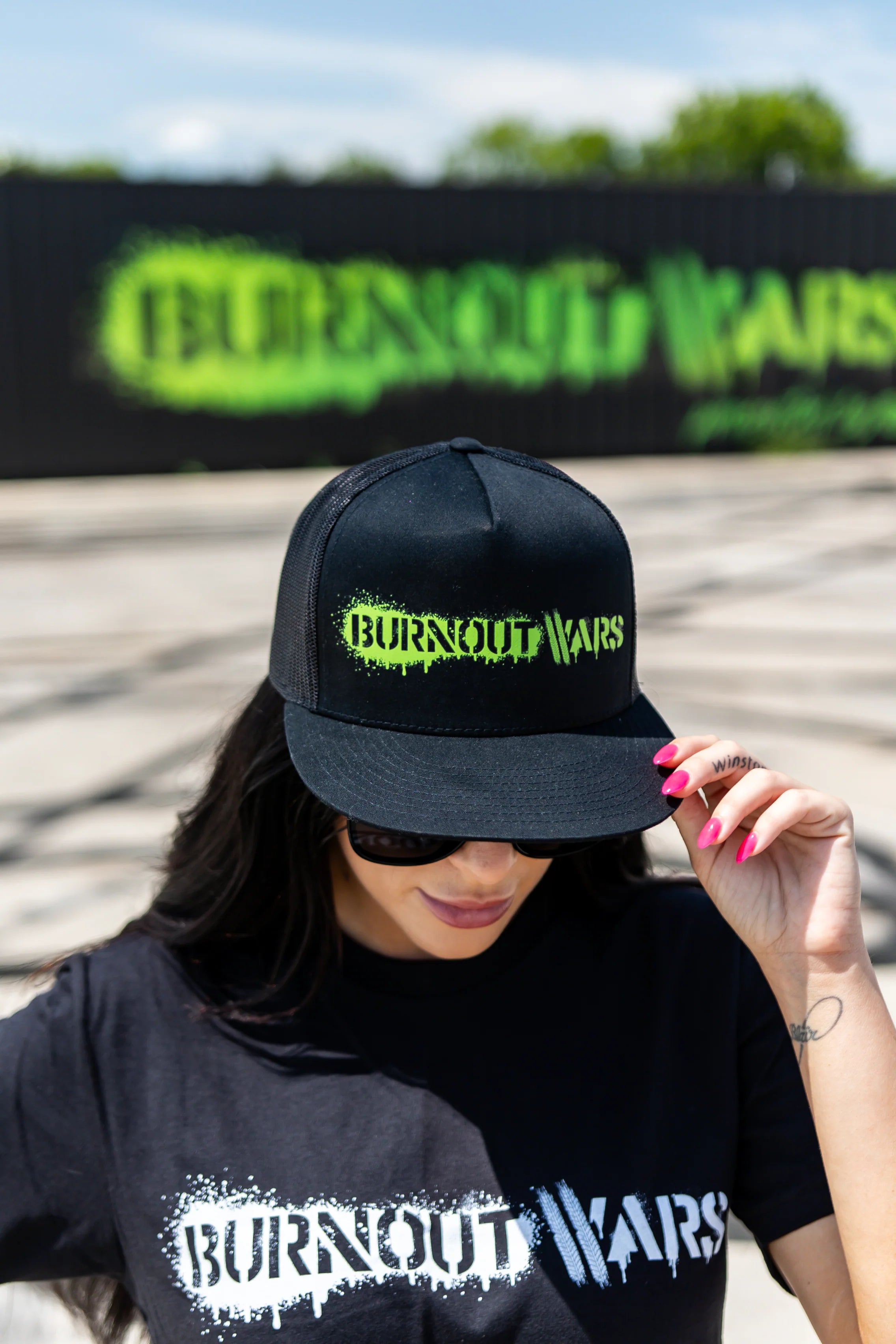 Black & Green "BURNOUT WARS" Flatbill