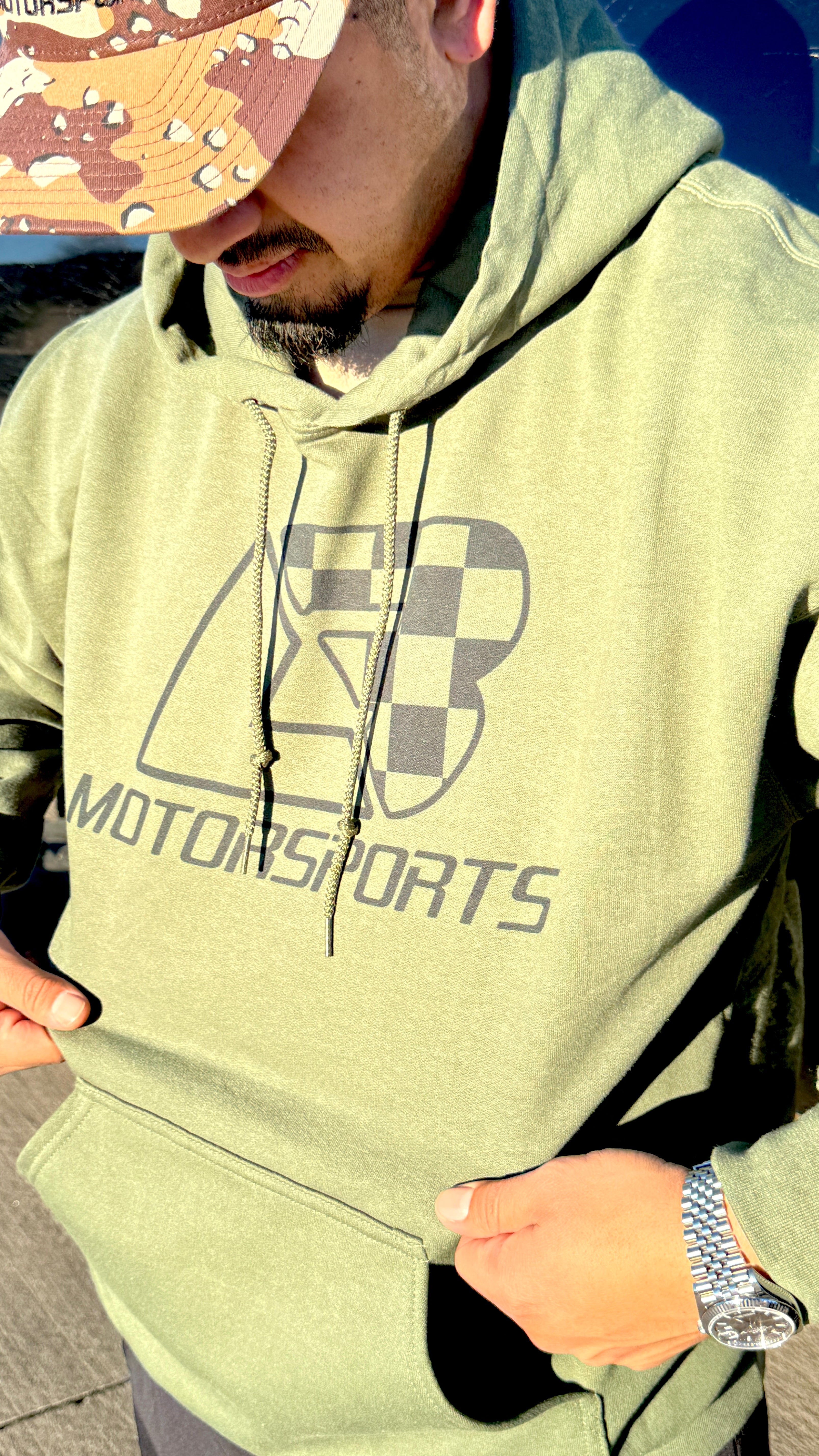 Olive Green Checkered Hoodie