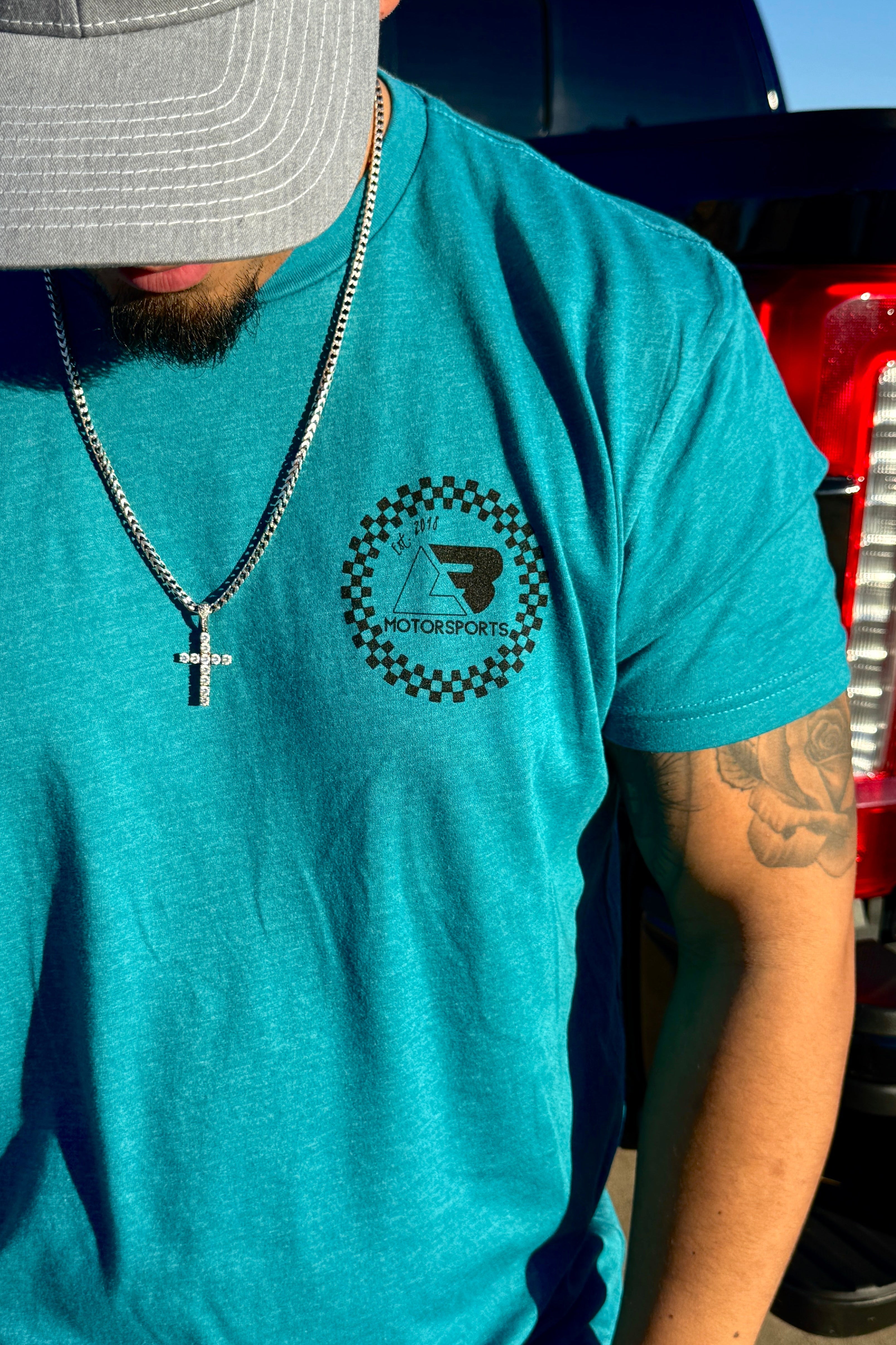 Teal Checkered Circle Tee
